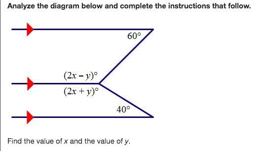 HELP pls!! A. x = 10, y = 130 B. x = 65, y = 10 C. x = 65, y = 130 D. x = 130, y = 10-example-1