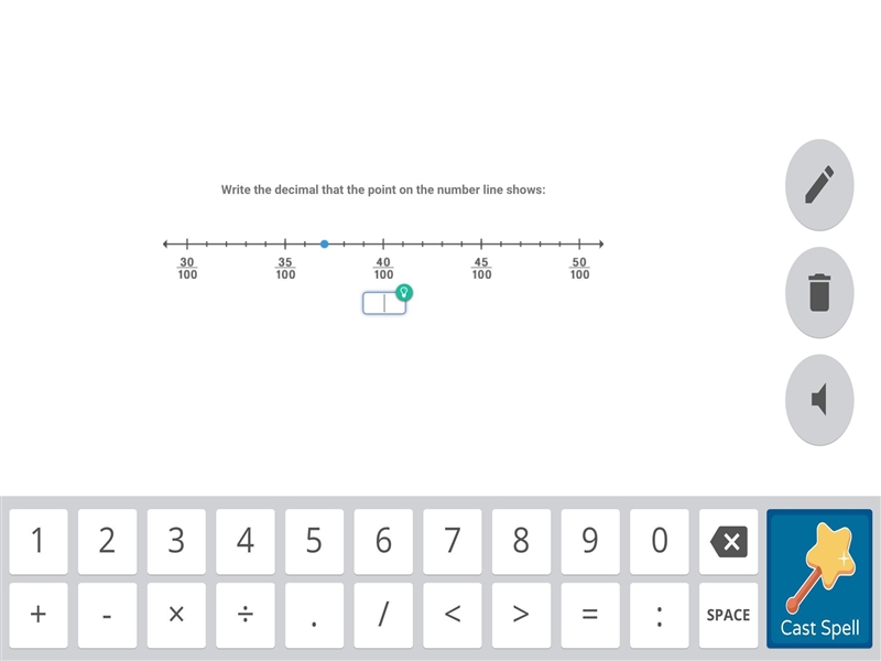 Write the decimal that the point on the number line shows;-example-1