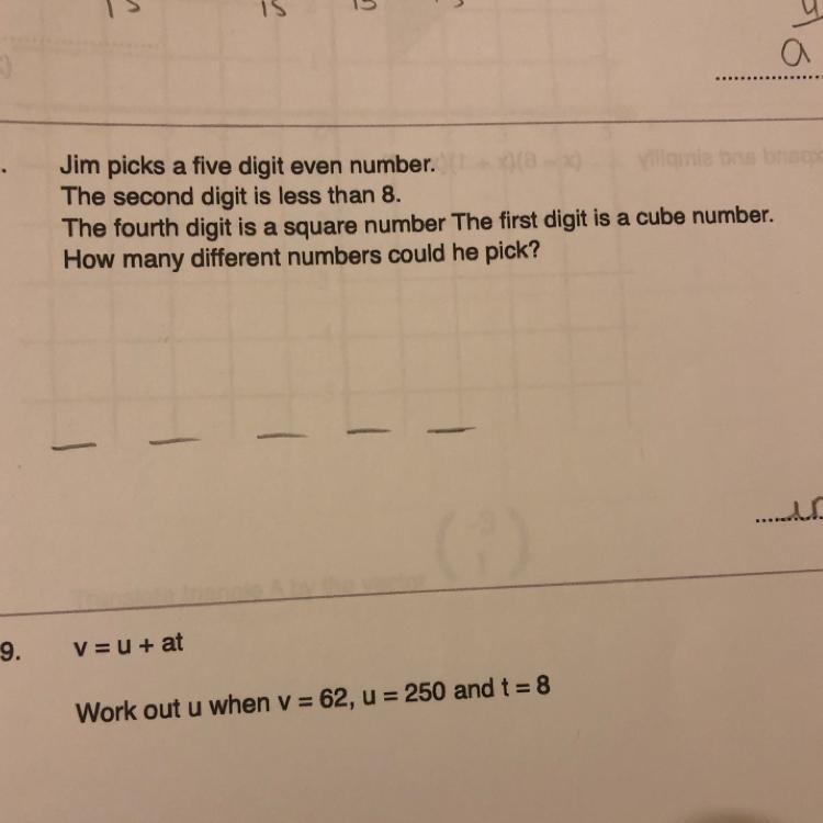 Jim picks a five digit even number. The second digit is less than 8. The fourth digit-example-1