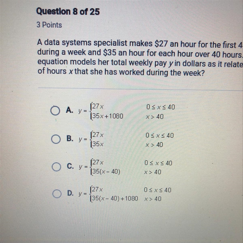 A data systems specialist makes $27 an hour for the first 40 hours she works during-example-1