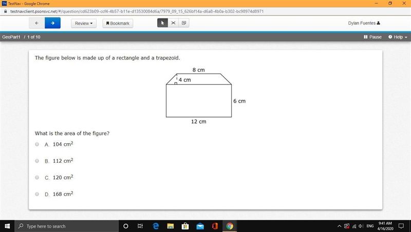 The figure below is made up of a rectangle and a trapezoid. What is the area of the-example-1