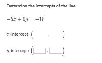 Please help me ASAP!! Determine the intercepts of the line.-example-1