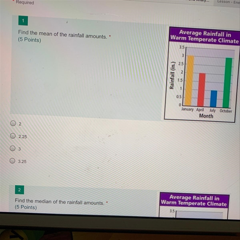 Find the mean of the rainfall amounts .-example-1