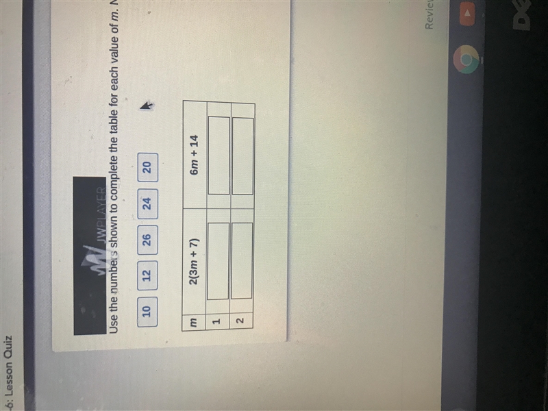 Use the numbers shown to complete the table for each m numbers may be used once,more-example-1