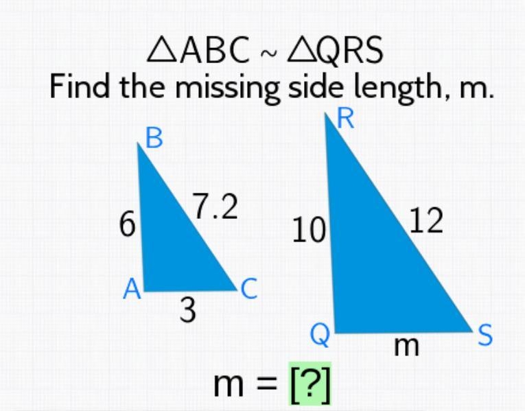 Find the missing side length, m.-example-1