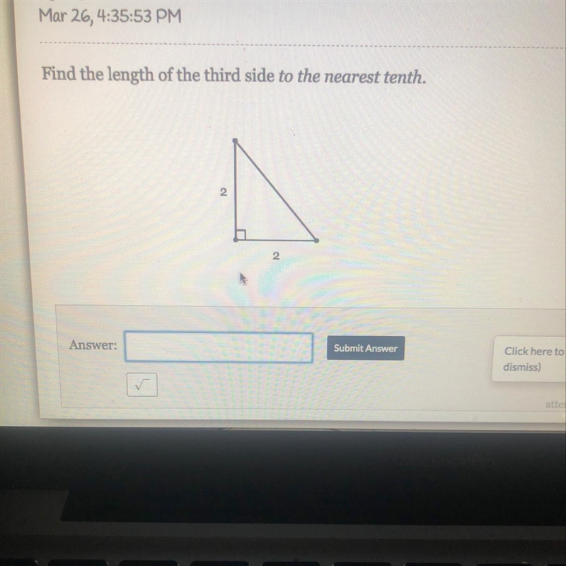 Find the length of the third side to the nearest tenth.-example-1