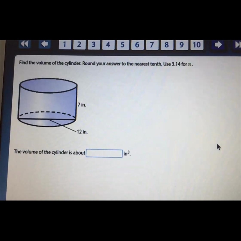 Find the volume of the cylinder. Round your answer to the nearest tenth. Use 3.14 for-example-1