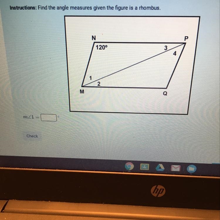 Find the angle measures given the figure is a rhombus.-example-1