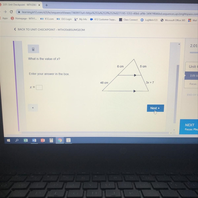 What is the value of x-example-1