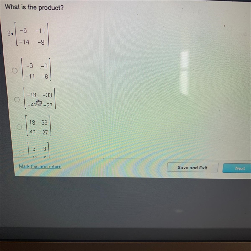 What is the product? 3. -6 1-14 -9 0 -11 -6 0 -18 -42 -33 -27 0 18 33 42 27 8-example-1