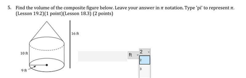 Find the Volume of the composite figure below.-example-1