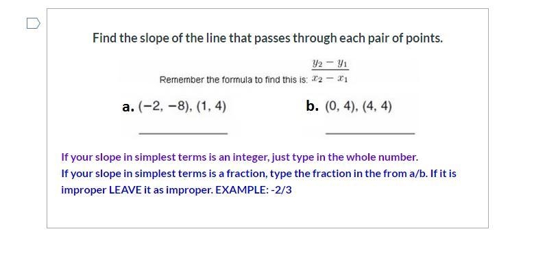 (DUE 12:30!!!) PLEASE SOLVE BOTH A AND B!!! Find the slope of the line that passes-example-1