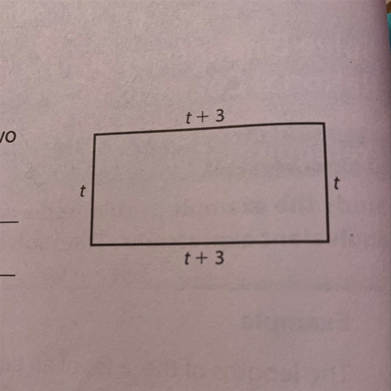 The lengths of the sides of a rectangle are shown. Write equivalent expressions for-example-1