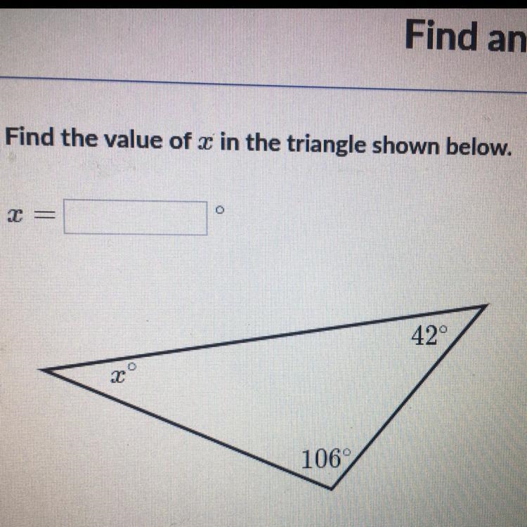 Find the value of x in the triangle-example-1