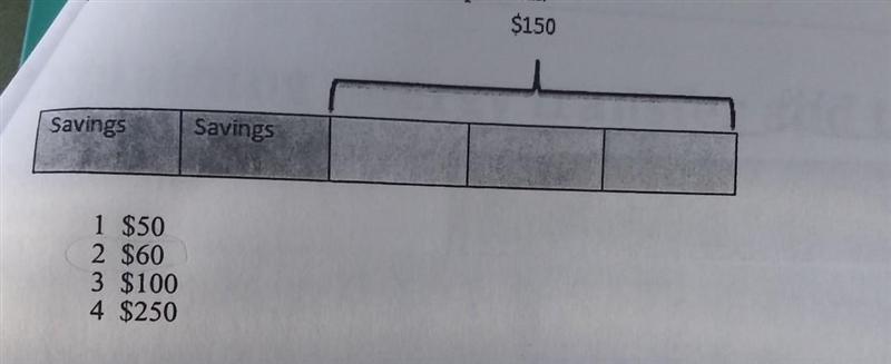 Ellie put two fifths of her money into a savings account. She had $150 left to spend-example-1