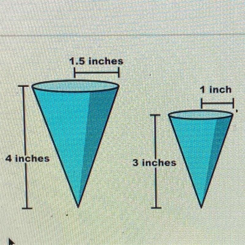 A cup manufacturing company makes small and large snow cone cups with the dimensions-example-1