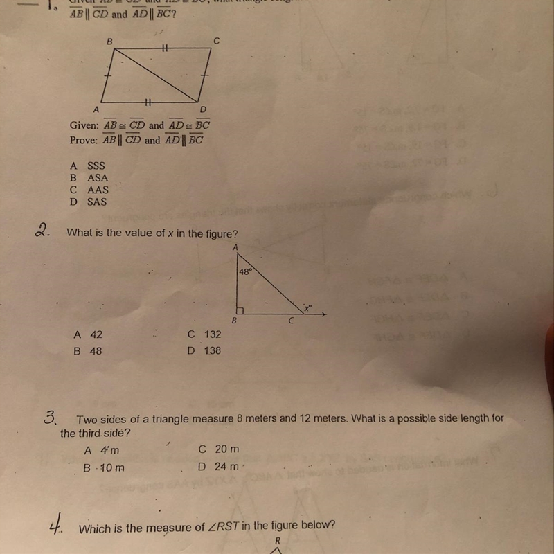 What is the value of x in the figure? A 42 B 48 C 132 D 138-example-1