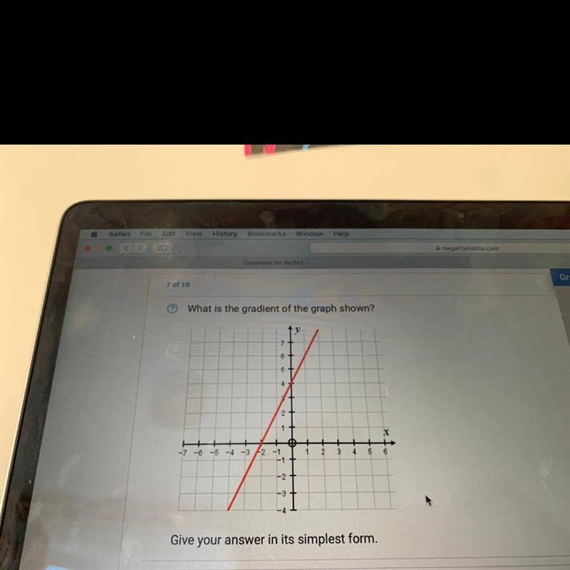 What is the gradient of the graph shown-example-1