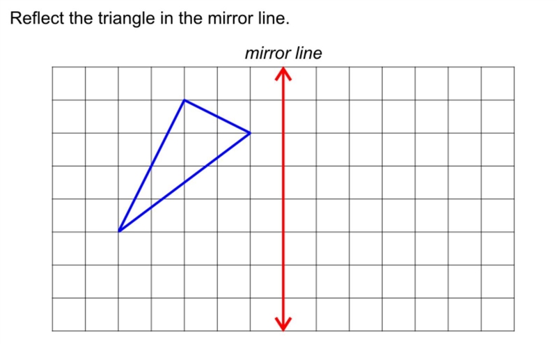 Reflect the triangle in the mirror line.-example-1