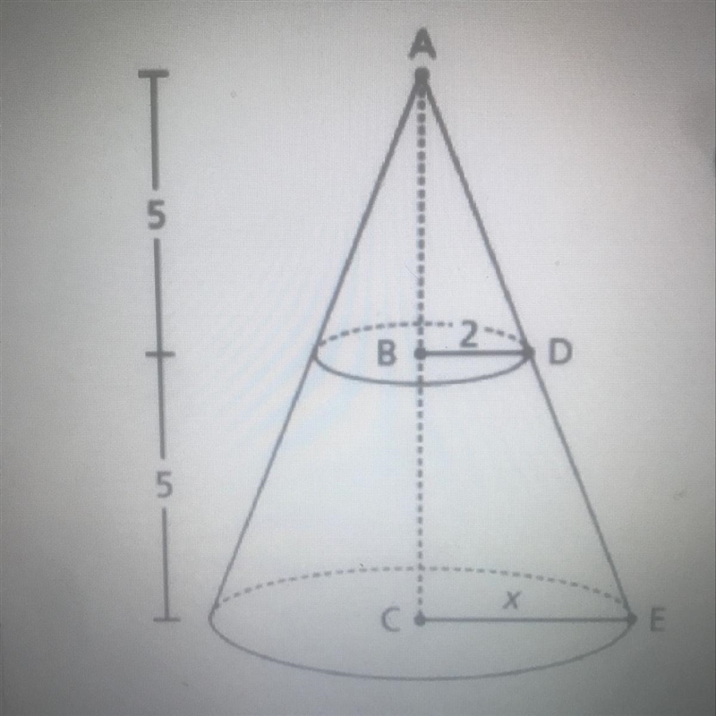 What is the volume of the small cone .what is the volume of the large cone both in-example-1