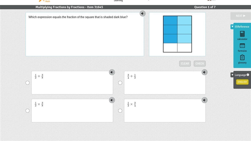 10 Points!!! Which expression equals the fraction of the square that is shaded dark-example-1