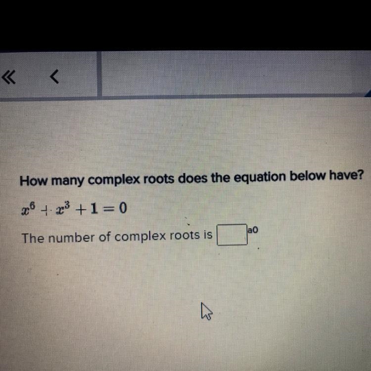 How many complex roots does the equation below have? x^6+x^3+1=0 The number of complex-example-1