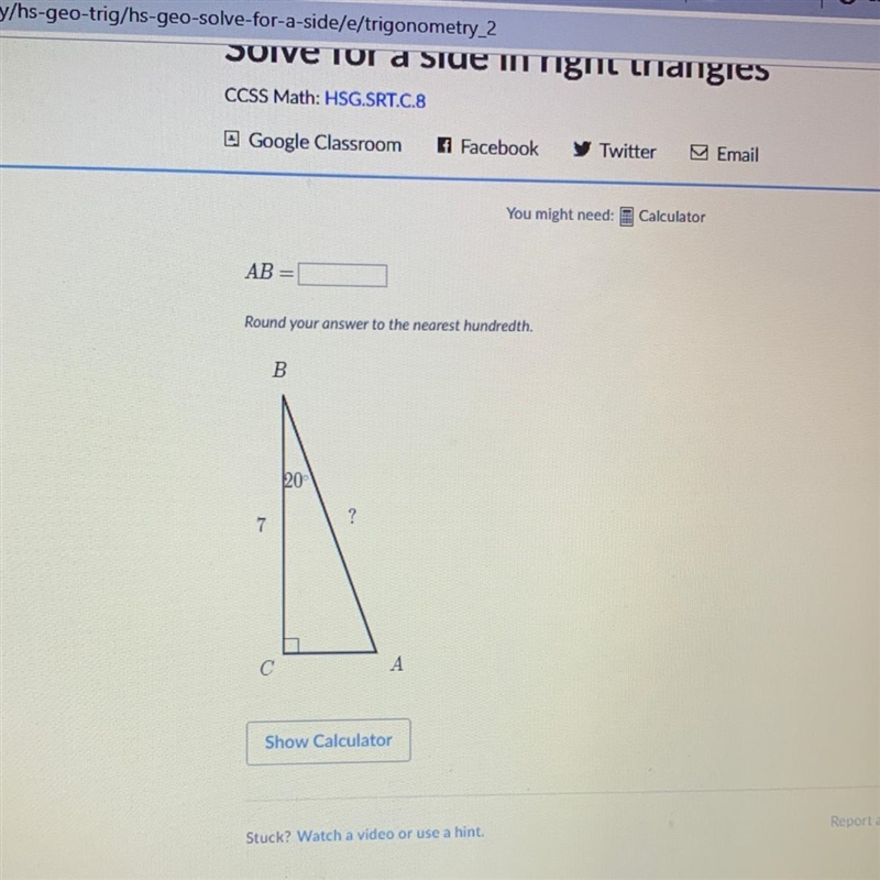 Solve for a side in right triangles help-example-1