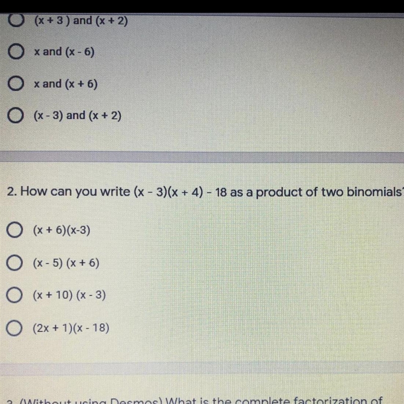 How can you write (x-3)(x+4)-18 as a product of two binomials? Please show work please-example-1