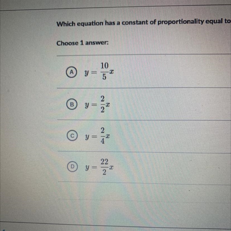 Which one has a constant of proportionality equal to 2?-example-1