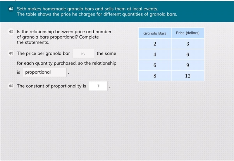 Seth makes homemade granola bars and sells them at local events. The table shows the-example-1