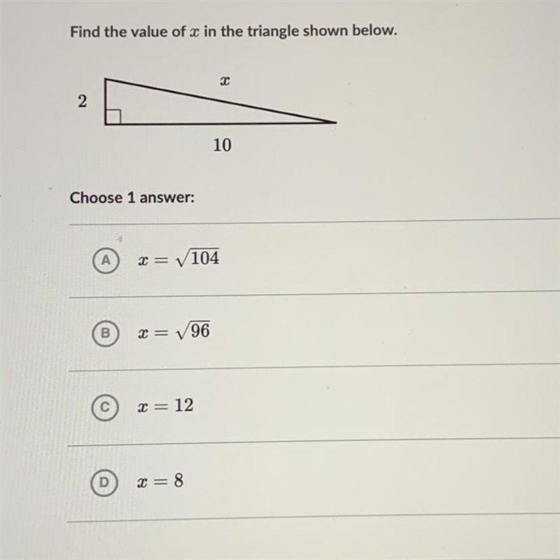 Find the value of X in the triangle shown below-example-1