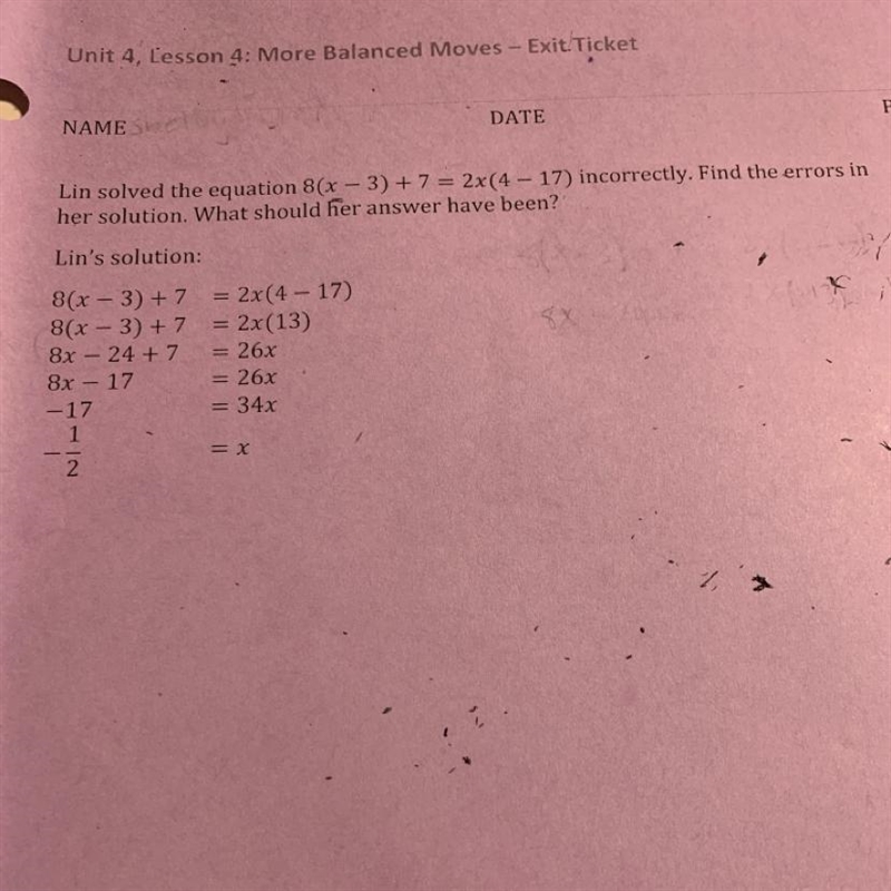 Find the error in lin’s solution.-example-1