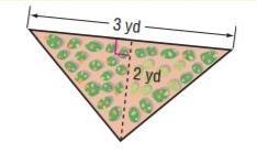 A flower bed in a parking lot is shaped like a triangle as shown. a. Find the area-example-1