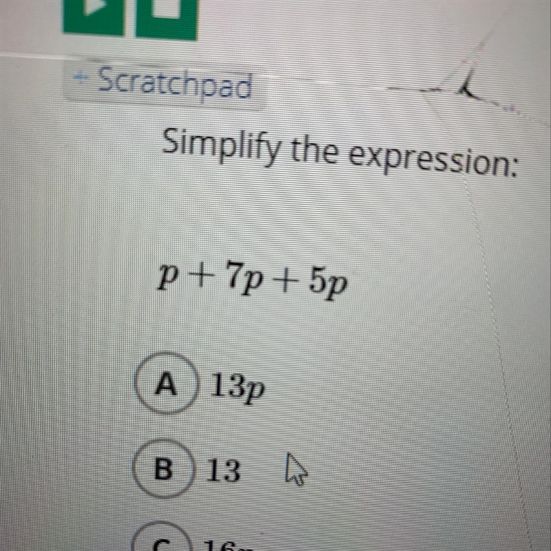 Simplify the expression: P +7p + 5p Oh-example-1