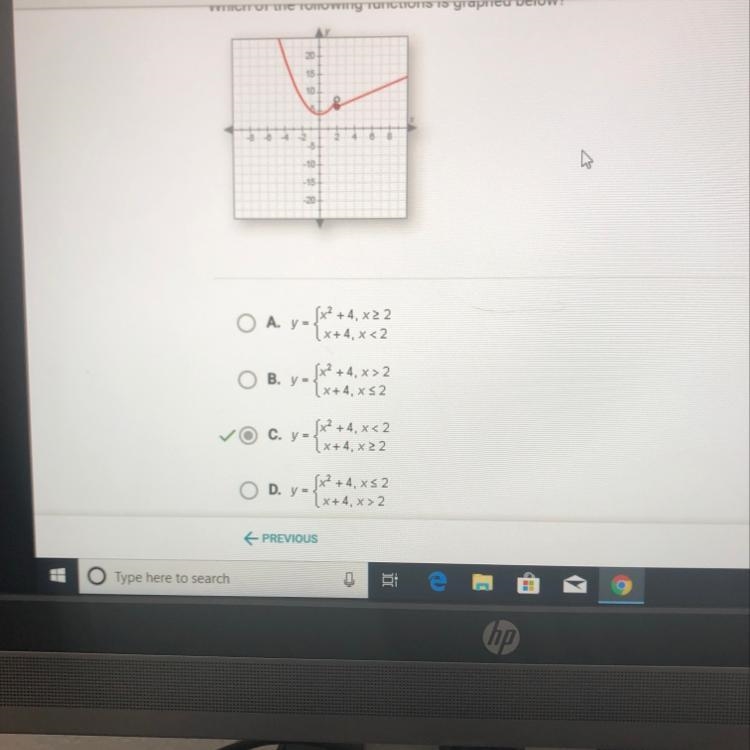 Question 16 of 25 2 Points Which of the following functions is graphed below? Answer-example-1