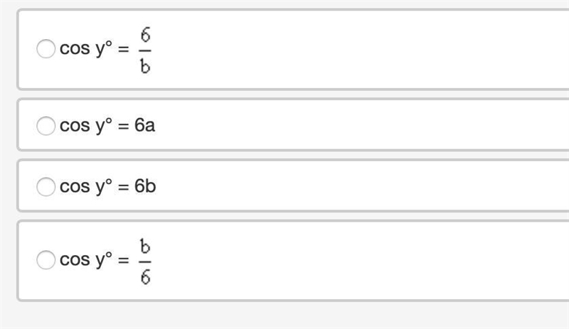 If sin y° = a divided by 6. and tan y° = a divided by b., what is the value of cos-example-1