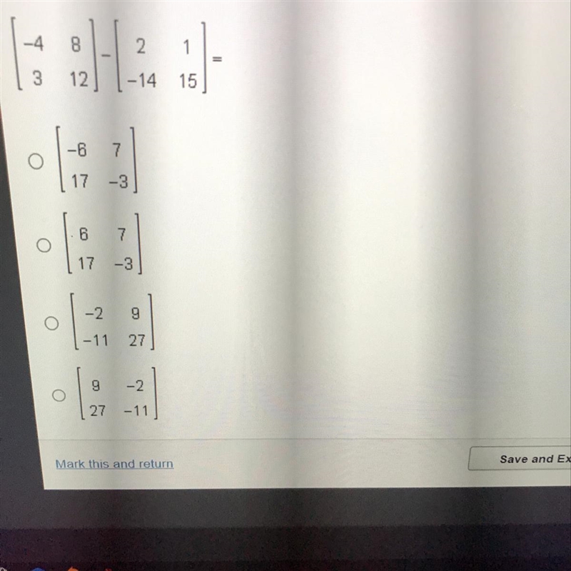 What is the difference of the matrices shown below?-example-1