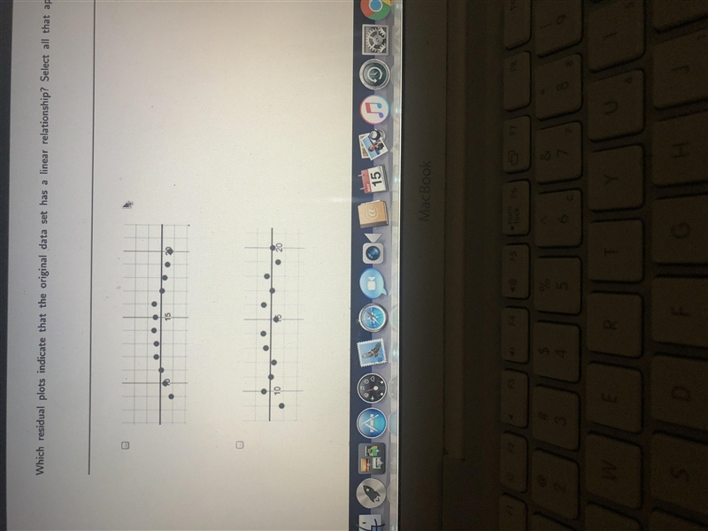 Which residual plots indicate that the original data set has a linear relationship-example-1