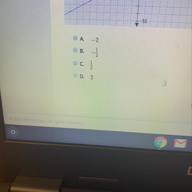 Which number best represents the slope of the graphed line-example-1