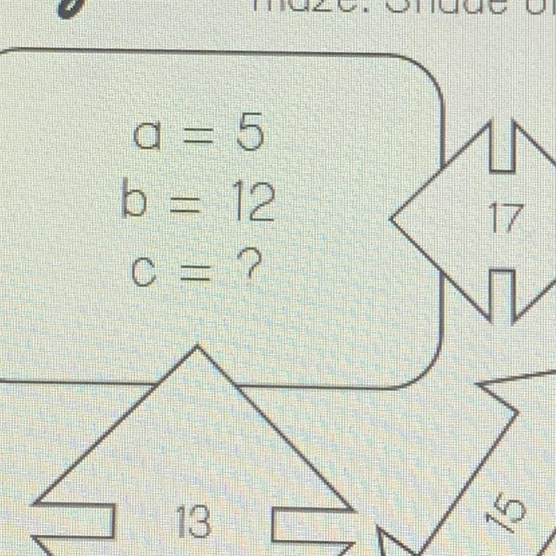 Pythagorean theorem Find the missing side length of each right triangle to make it-example-1