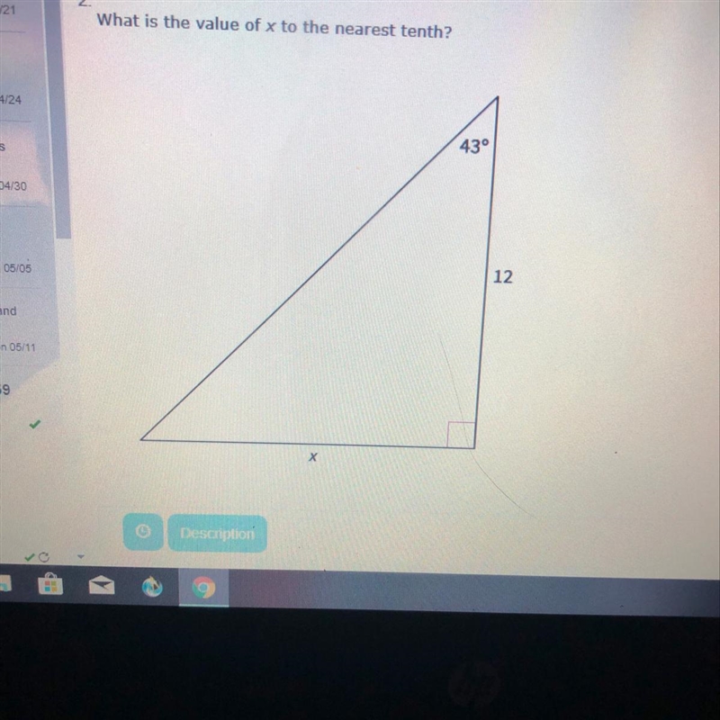 What is the value of x to the nearest tenth? 43° 12 Х-example-1