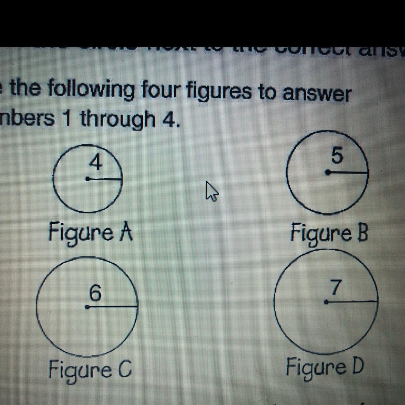 1. Which figure has a circumference of 31.4 centimeters? Figure A Figure C Figure-example-1