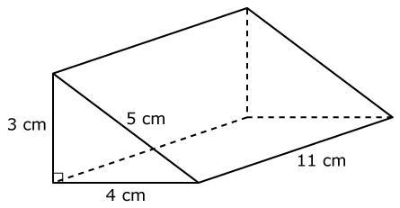 Find the surface area of this triangular prism. 138 square centimeters 144 square-example-1