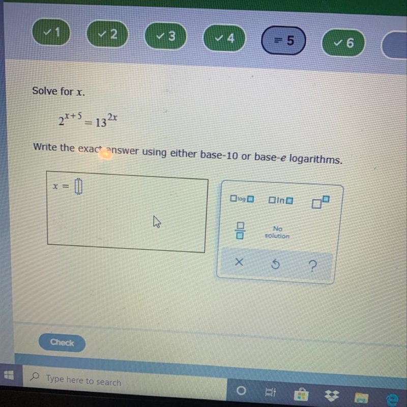 Solve for x write the exact answer using either base -10 or base-e logarithms-example-1