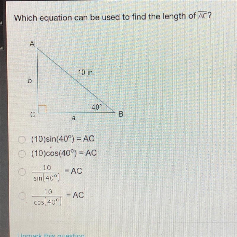 Which equation can be used to find the length bf AC? HELP ME YOOO-example-1