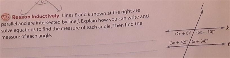 A) explain how you can write and solve equations to find the measure of each angle-example-1