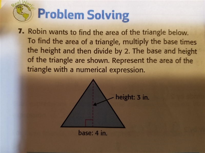 robin wants to find the area of the triangle below. to find the area of a triangle-example-1