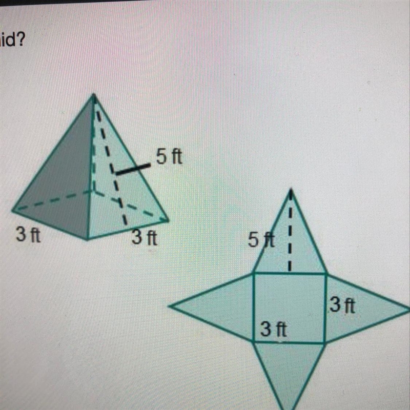 What is the surface area of the pyramid? 24 Square feet 37 square feet 39 square feet-example-1