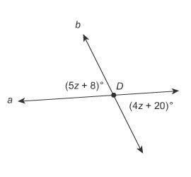 PLEASE HELP 15 POINTS. the lines a and b intersect at point D. What is the value of-example-1