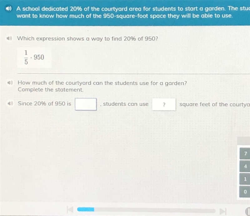 How much of the courtyard can the students use for a garden complete the statement-example-1